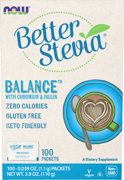 NOW BetterStevia® Balance with Chromium and Inulin, 100 Packets