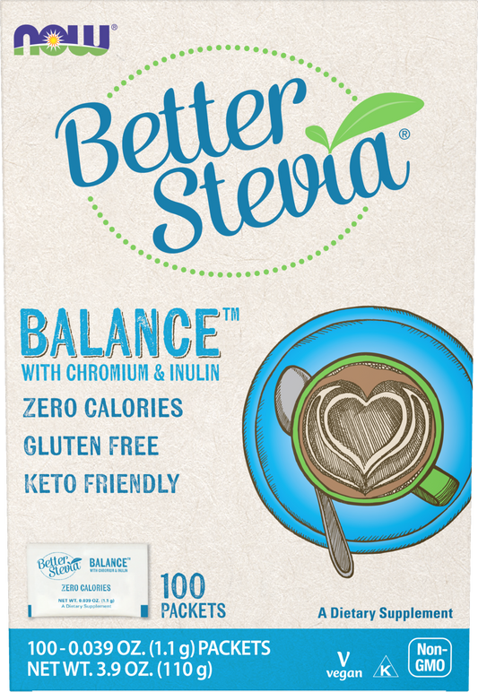 NOW BetterStevia® Balance with Chromium and Inulin, 100 Packets