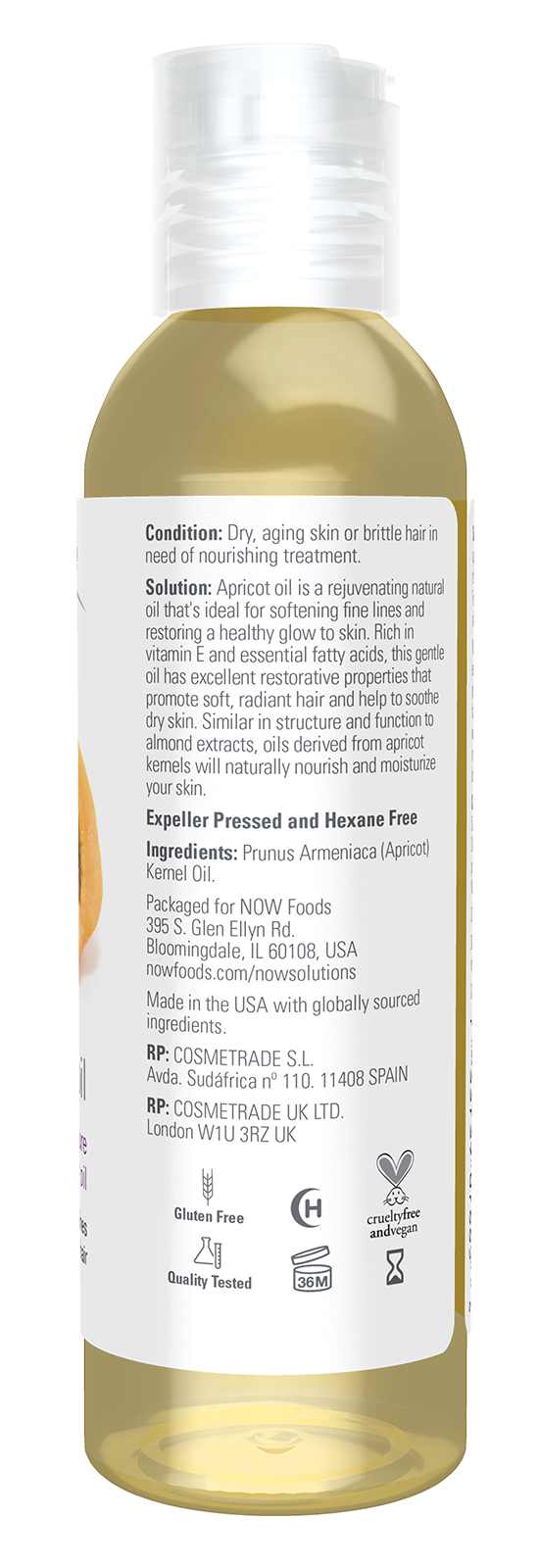 NOW Solutions, Apricot Kernel Oil, Hair Moisturizer & Skin Oil, 4 fl. oz