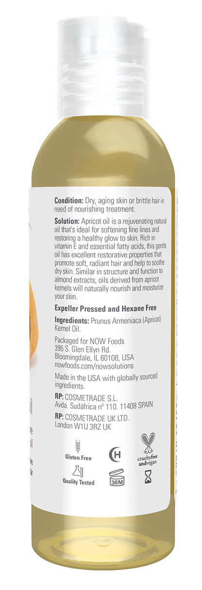 NOW Solutions, Apricot Kernel Oil, Hair Moisturizer & Skin Oil, 4 fl. oz