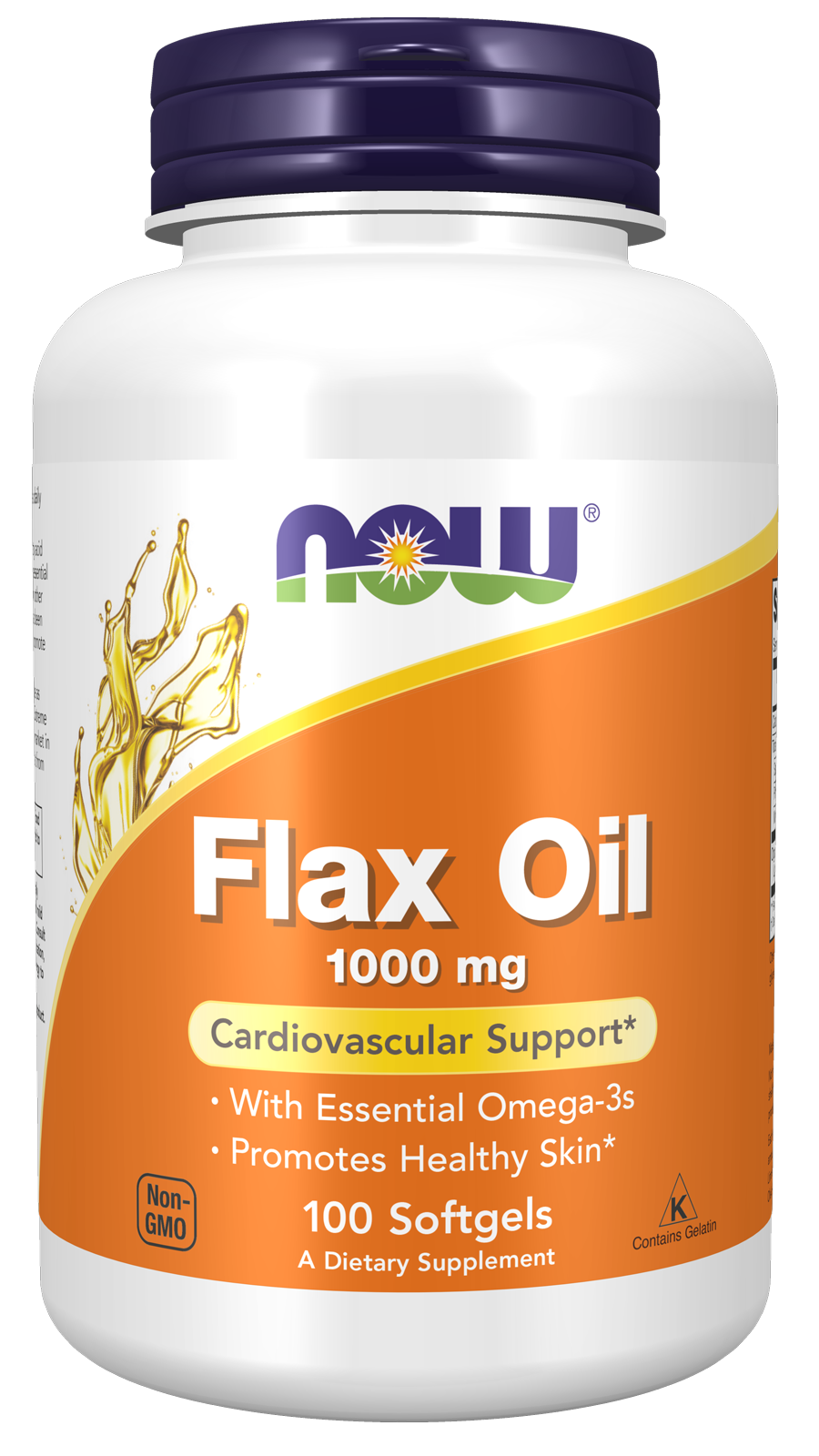 NOW Supplements, Flax Oil 1,000 mg, Cardiovascular Support*, 100 Softgels