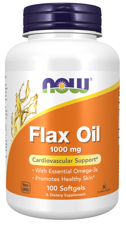 NOW Supplements, Flax Oil 1,000 mg, Cardiovascular Support*, 100 Softgels