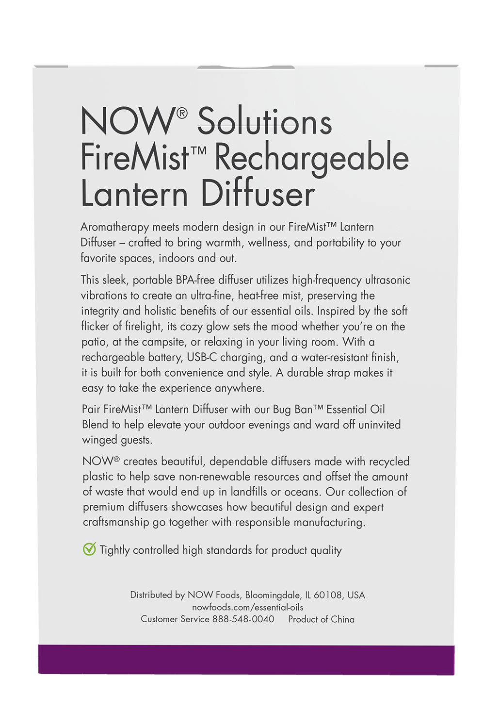 NOW Solutions, FireMist Lantern, Rechargeable USB Ultrasonic Oil Diffuser