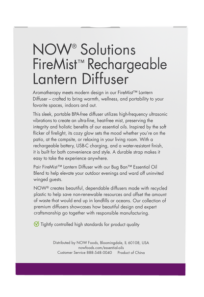 NOW Solutions, FireMist Lantern, Rechargeable USB Ultrasonic Oil Diffuser