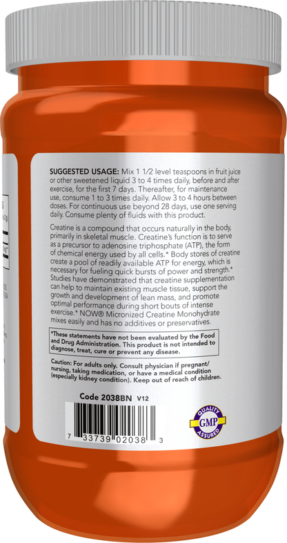 NOW Sports, Micronized Creatine Powder, Muscle Fuel*, 1.1 lbs