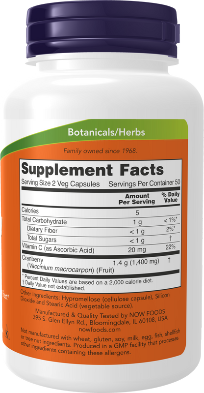 NOW Supplements, Cranberry Caps with Vitamin C, 100 Veg Caps