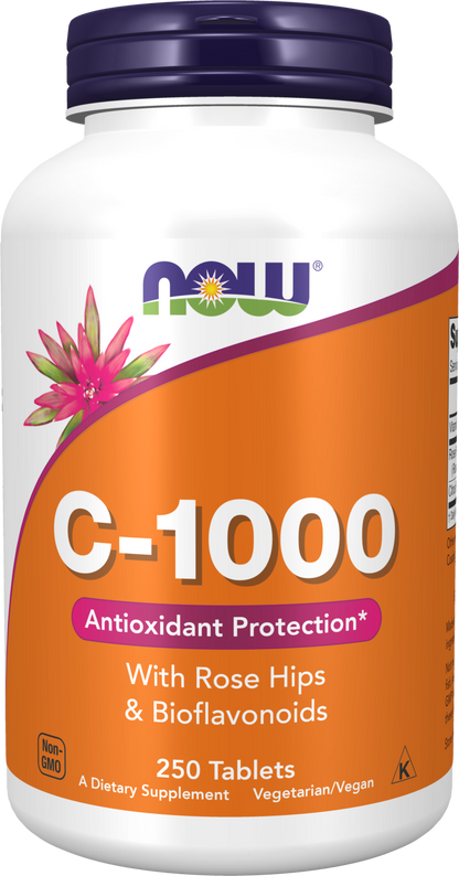 NOW Supplements, Vitamin C-1,000 with Rose Hips & Bioflavonoids, 250 Tabs