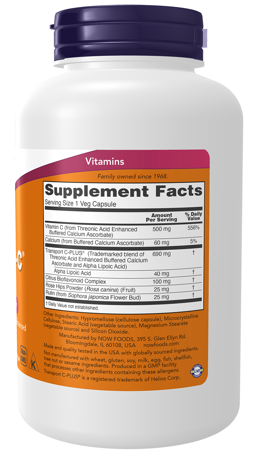 NOW Supplements, AlphaSorb-C® 500 mg  Transport C-PLUS®, 180 Veg Caps