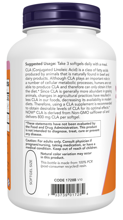 NOW Supplements, CLA 800 mg, Nutritional Oil, 180 Softgels