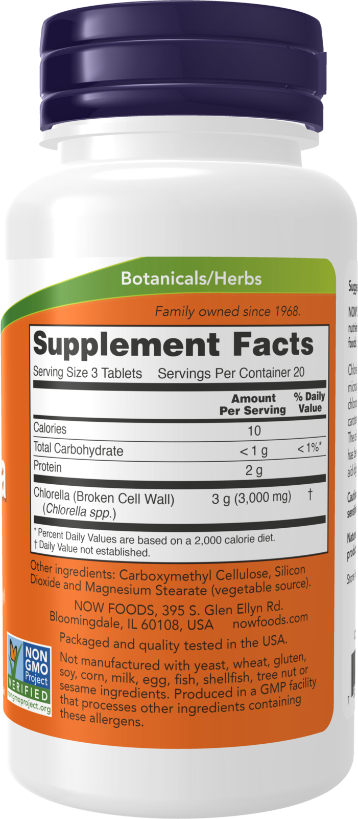 NOW Supplements, Chlorella 1,000 mg, Super Green, 60 Tabs