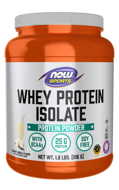 NOW Sports, Whey Protein Isolate 25 g With BCAAs, Vanilla Flavor 1.8 lbs