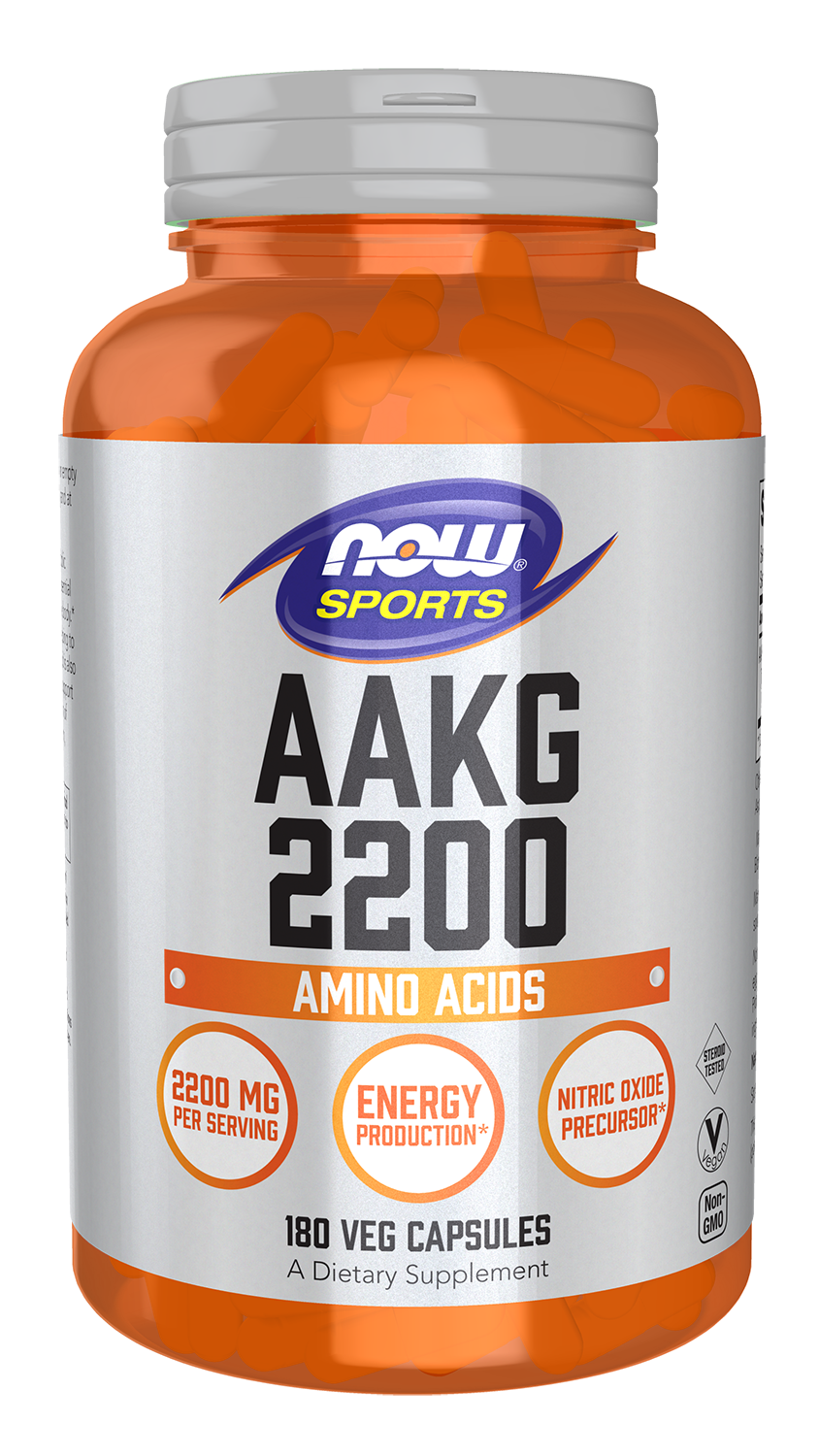 NOW Sports, AAKG 2200, Arginine, Energy Production*, 180 Veg Caps