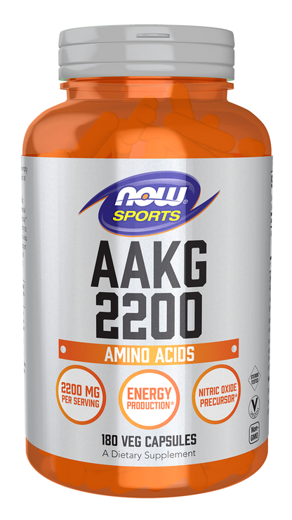 NOW Sports, AAKG 2200, Arginine, Energy Production*, 180 Veg Caps