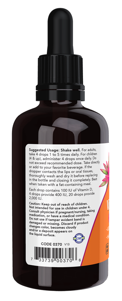 NOW Supplements, Liquid Vitamin D-3, Strong Bones*, 2-oz