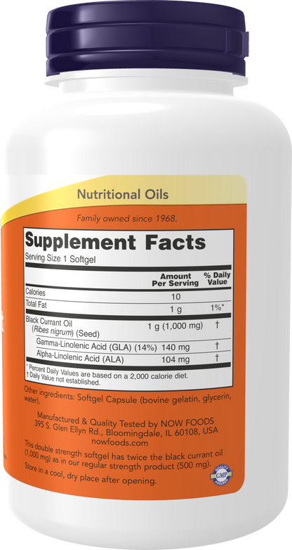 NOW Supplements, Black Currant Oil 1,000 mg with 140mg  GLA, 100 Softgels