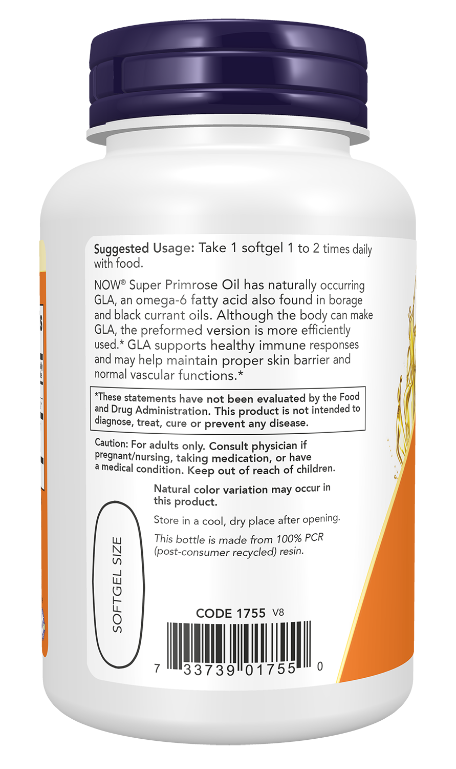 NOW Supplements, Super Primrose 1300 mg with GLA, 60 Softgels