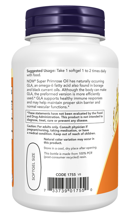 NOW Supplements, Super Primrose 1300 mg with GLA, 60 Softgels