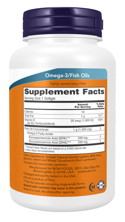 NOW Supplements, Tri-3D Omega™, Triglyceride Form of Fish Oil, 90 Softgels