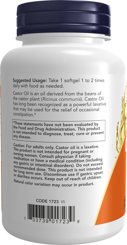 NOW Supplements, Castor Oil  650 mg with Fennel Oil,120 Softgels
