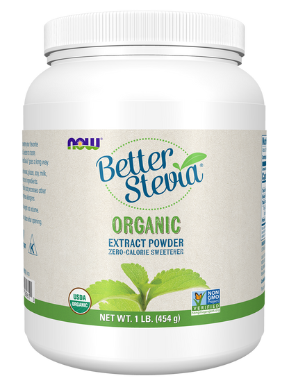 NOW BetterStevia® Organic Zero-Calorie Extract Powder, 1 lb