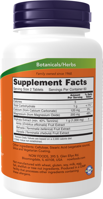 NOW Supplements, Triphala 500 mg, Combo of Harada, Amla & Behada, 120 Tabs