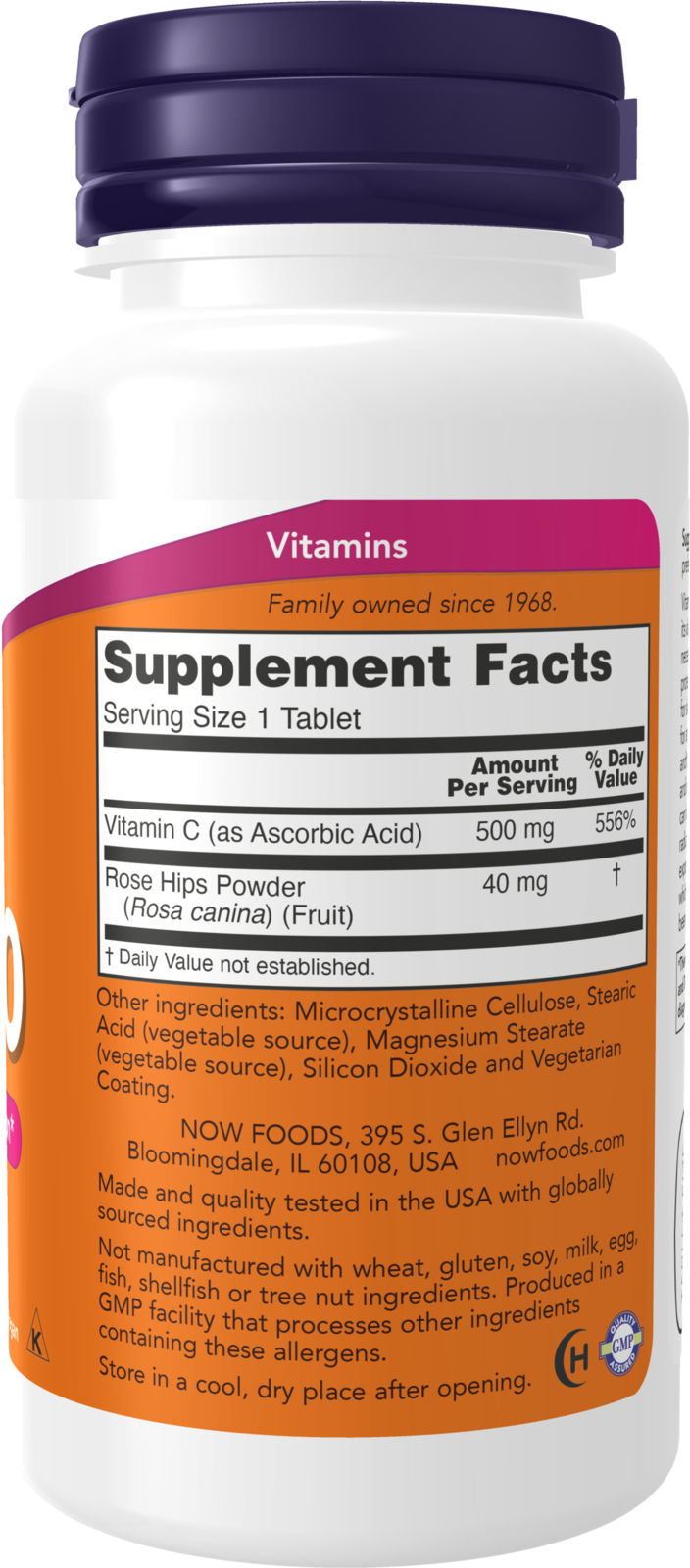NOW Supplements, Vitamin C-500 with Rose Hips, 100 Tabs
