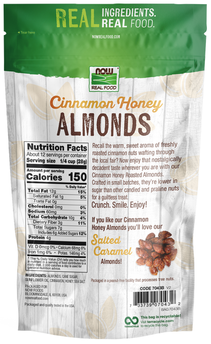 NOW Foods, Cinnamon Honey Coated Almonds, Small Batch, 12 oz