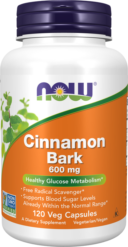 NOW Supplements, Cinnamon Bark 600 mg, 120 Veg Caps