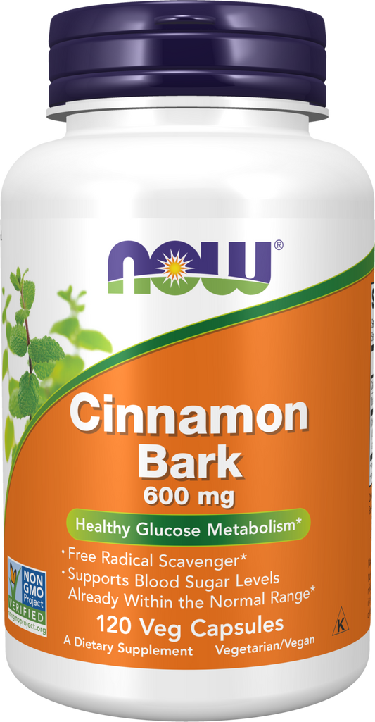 NOW Supplements, Cinnamon Bark 600 mg, 120 Veg Caps