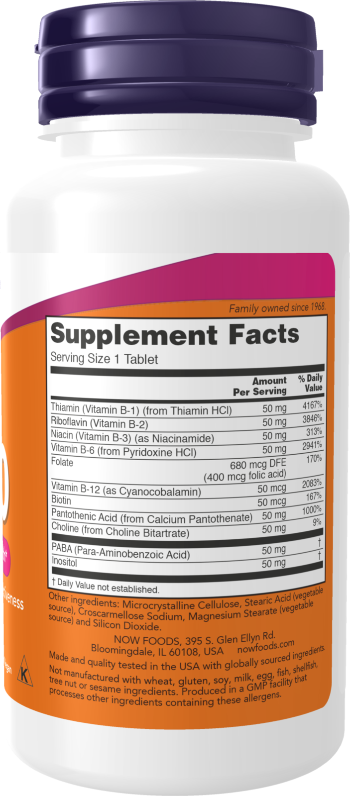 NOW Supplements, Vitamin B-50 mg, Nervous System Health*, 100 Tabs
