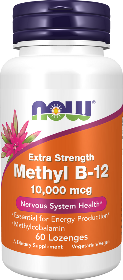 NOW Supplements, Methyl B-12 10000 mcg, Nervous System Health*, 60 Lozenges