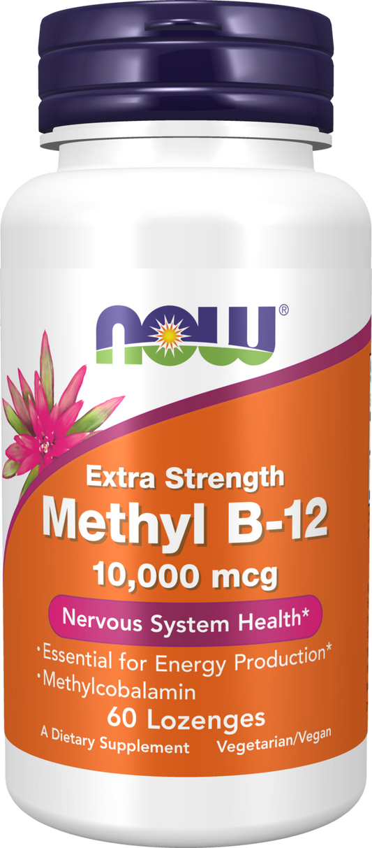 NOW Supplements, Methyl B-12 10000 mcg, Nervous System Health*, 60 Lozenges