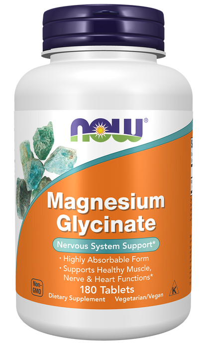 NOW Supplements, Magnesium Glycinate 100 mg, 180 Tabs