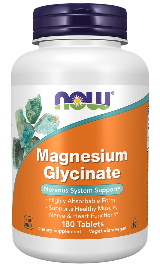 NOW Supplements, Magnesium Glycinate 100 mg, 180 Tabs