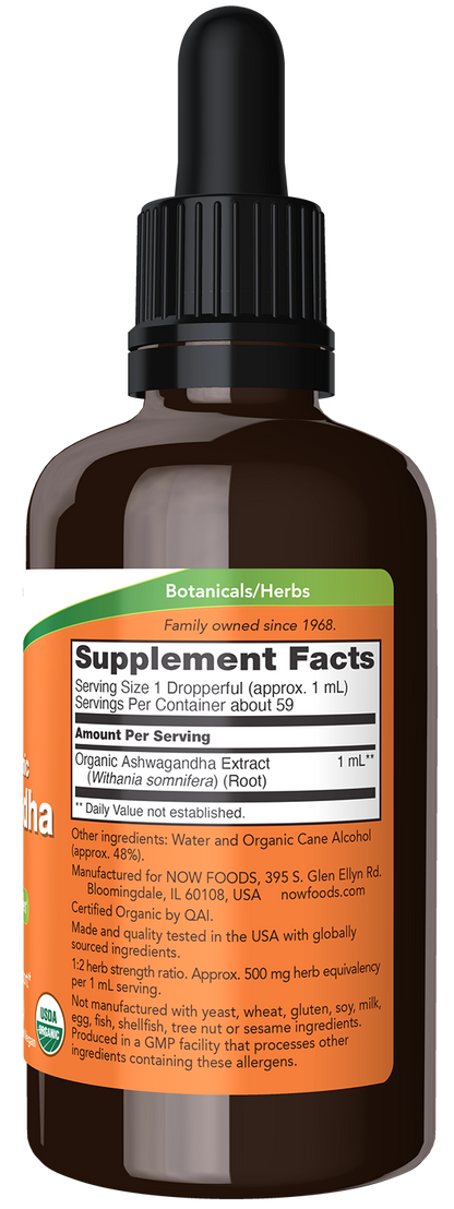 NOW Supplements, Organic Ashwagandha Liquid Extract, 2 fl. oz