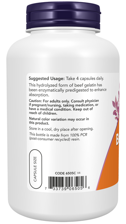 NOW Supplements, Beef Gelatin 550 mg, Hydrolyzed, 200 Caps