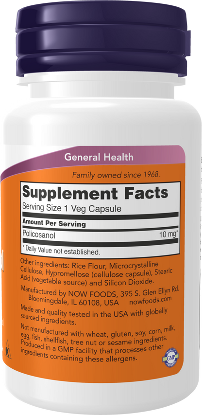 NOW Supplements, Policosanol 10 mg, Blend of LCFAs, 90 Veg Caps