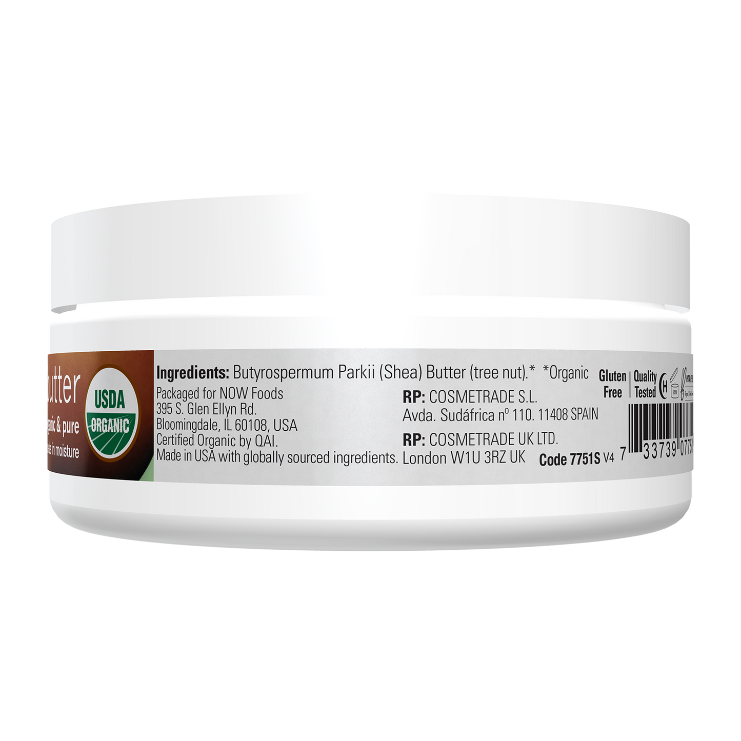 NOW Solutions, Certified Organic Shea Butter, Travel Size, 3 oz