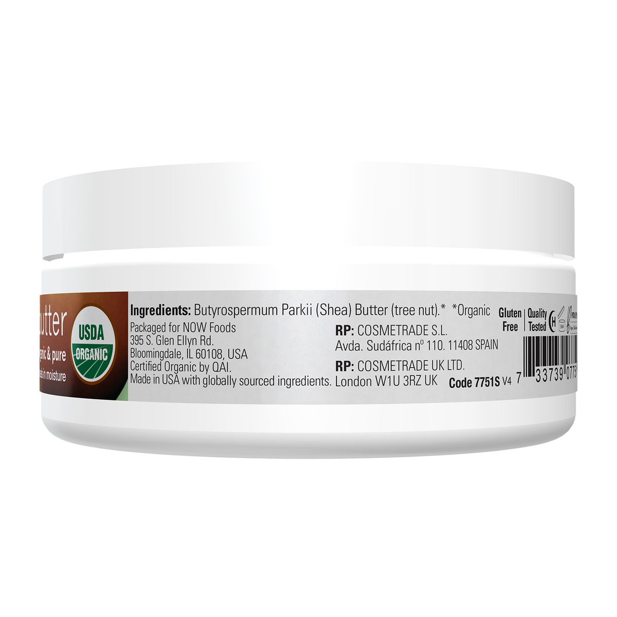NOW Solutions, Certified Organic Shea Butter, Travel Size, 3 oz