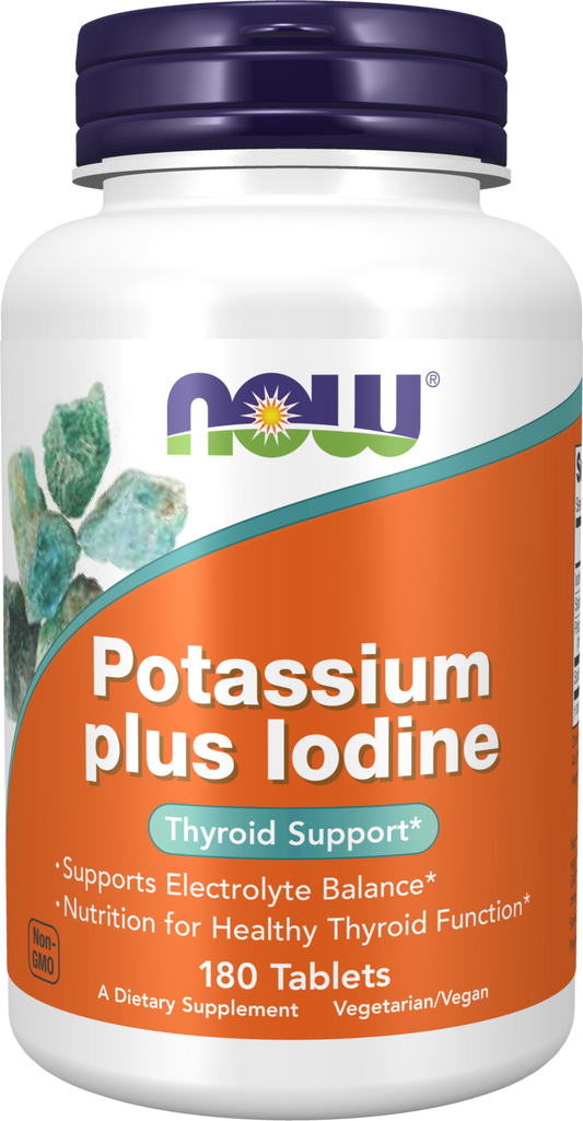 NOW Supplements, Potassium plus Iodine, Thyroid Support*, 180 Tabs