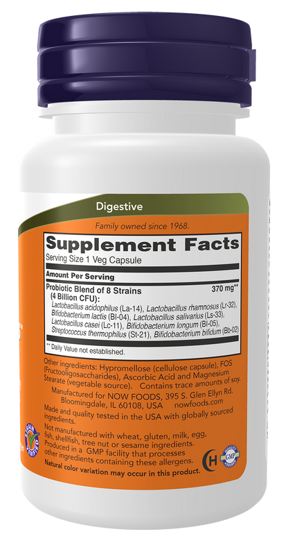 NOW Supplements, Gr8-Dophilus™ 8 Strains & 4 Billion Potency, 60 Veg Caps
