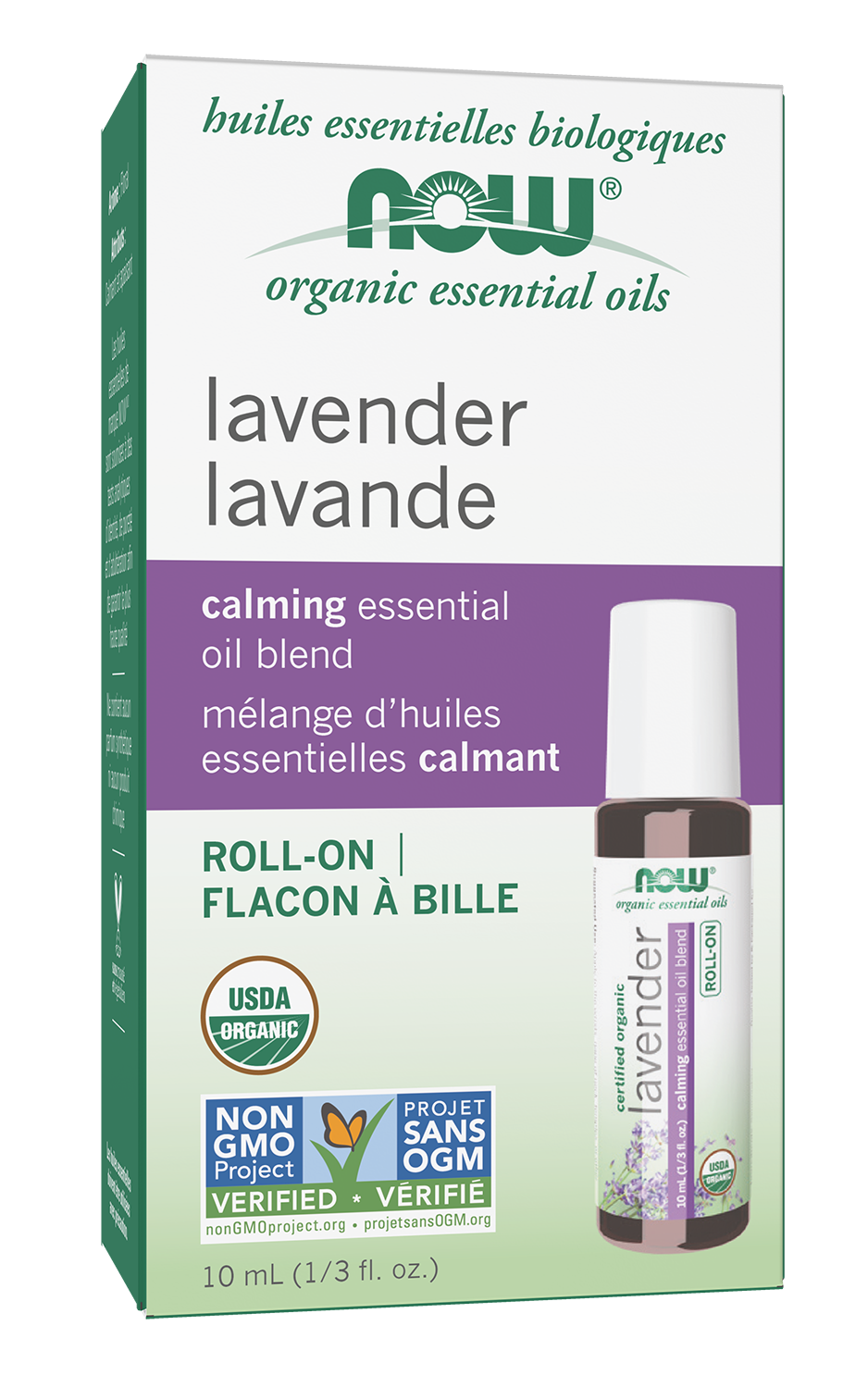 NOW Essential Oils, Organic Lavender Calming Roll-On, 10 mL