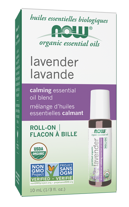 NOW Essential Oils, Organic Lavender Calming Roll-On, 10 mL