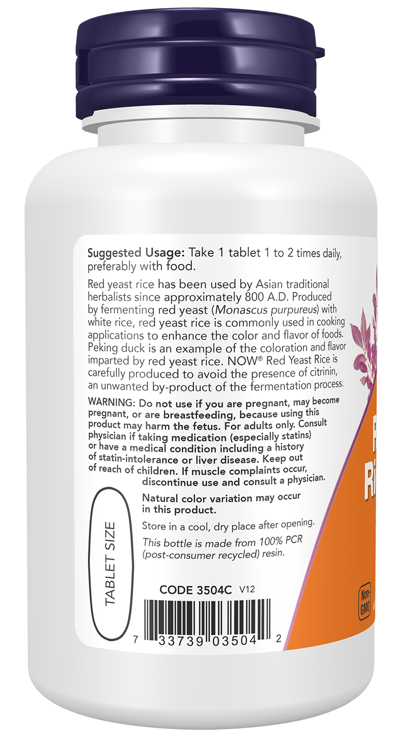 NOW Supplements, Red Yeast Rice 1,200 mg, Nutritional Support, 60 Tablets