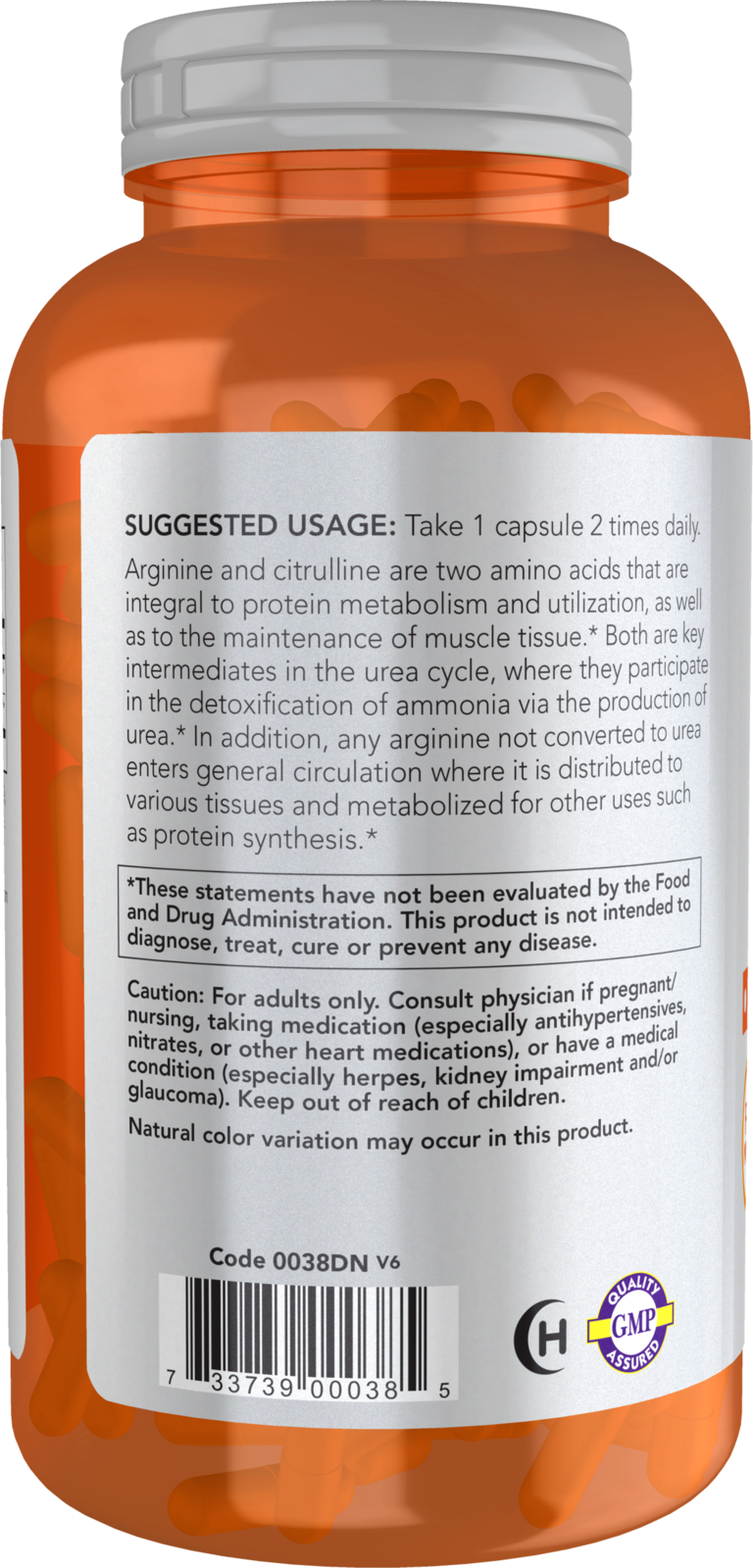 NOW Sports, Arginine & Citrulline 500 mg/ 250 mg, Amino Acids, 240 Veg Caps