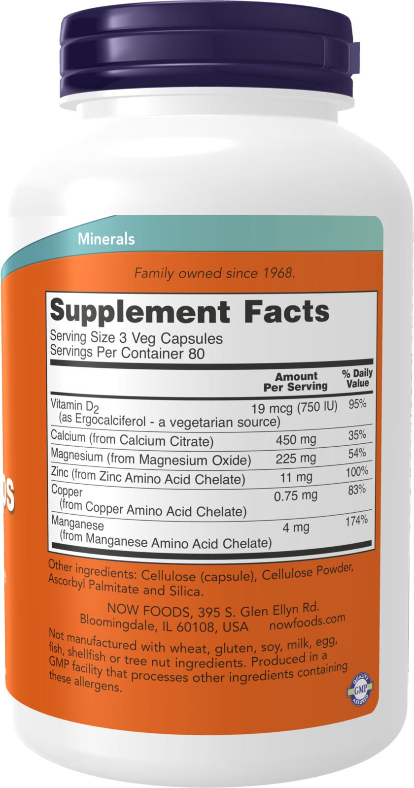 NOW Supplements, Calcium Citrate with Vit D, Magnesium, Zinc, 240 Veg Caps