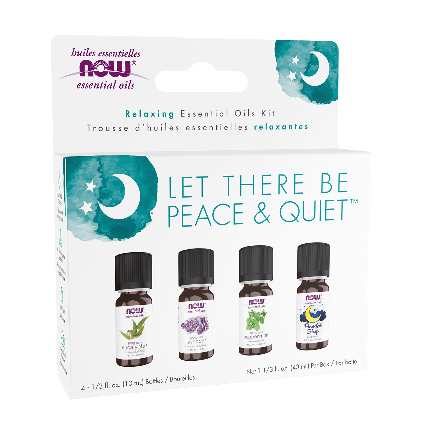 NOW Essential Oils, Let There Be Peace & Quiet Aromatherapy Kit, 4x 10 mL