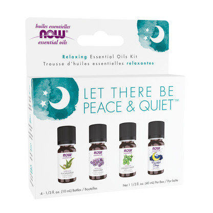 NOW Essential Oils, Let There Be Peace & Quiet Aromatherapy Kit, 4x 10 mL