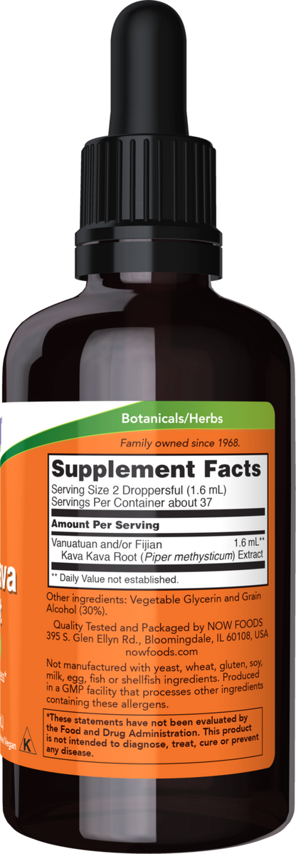 NOW Supplements, Kava Kava Liquid Extract, Glycerin, Dropper Included, 2 oz