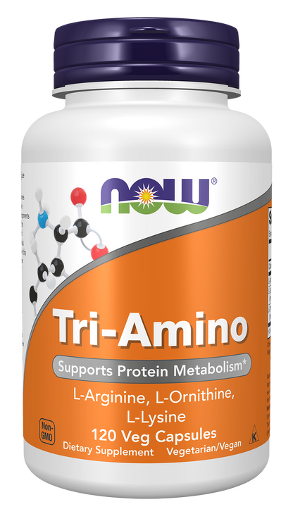 NOW Supplements, Tri-Amino with L-Arginine, L-Ornithine, L-Lysine, 120 Caps